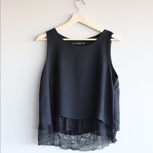 Black shiffon top with lace